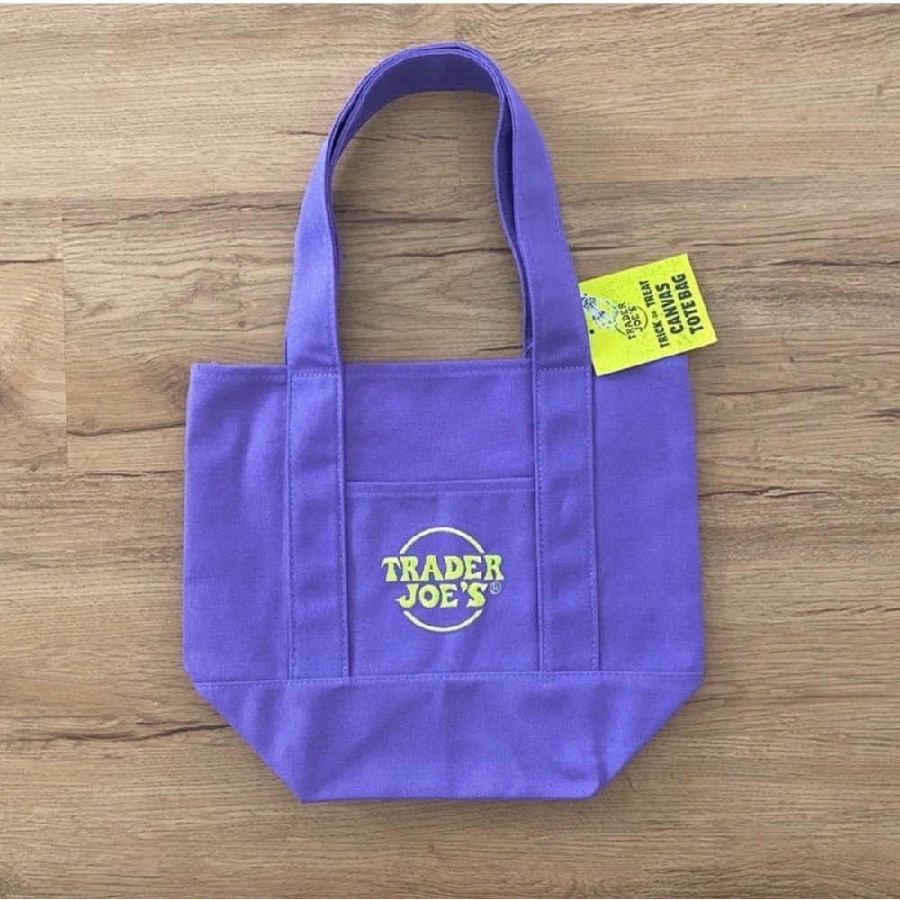 Limited Edition Purple Halloween Trader Joe's Black Mini Tote Bag